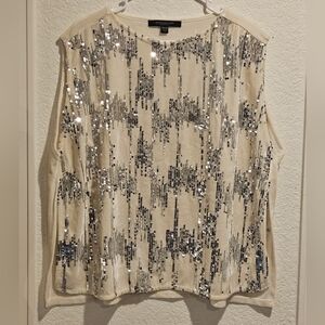 Marc New York Silver Sequin Women's Blouse One Size